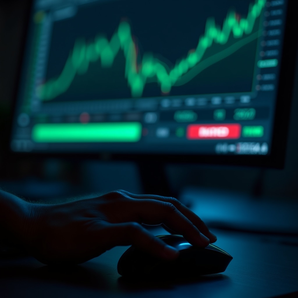 Поддельная торговая платформа на экране компьютера